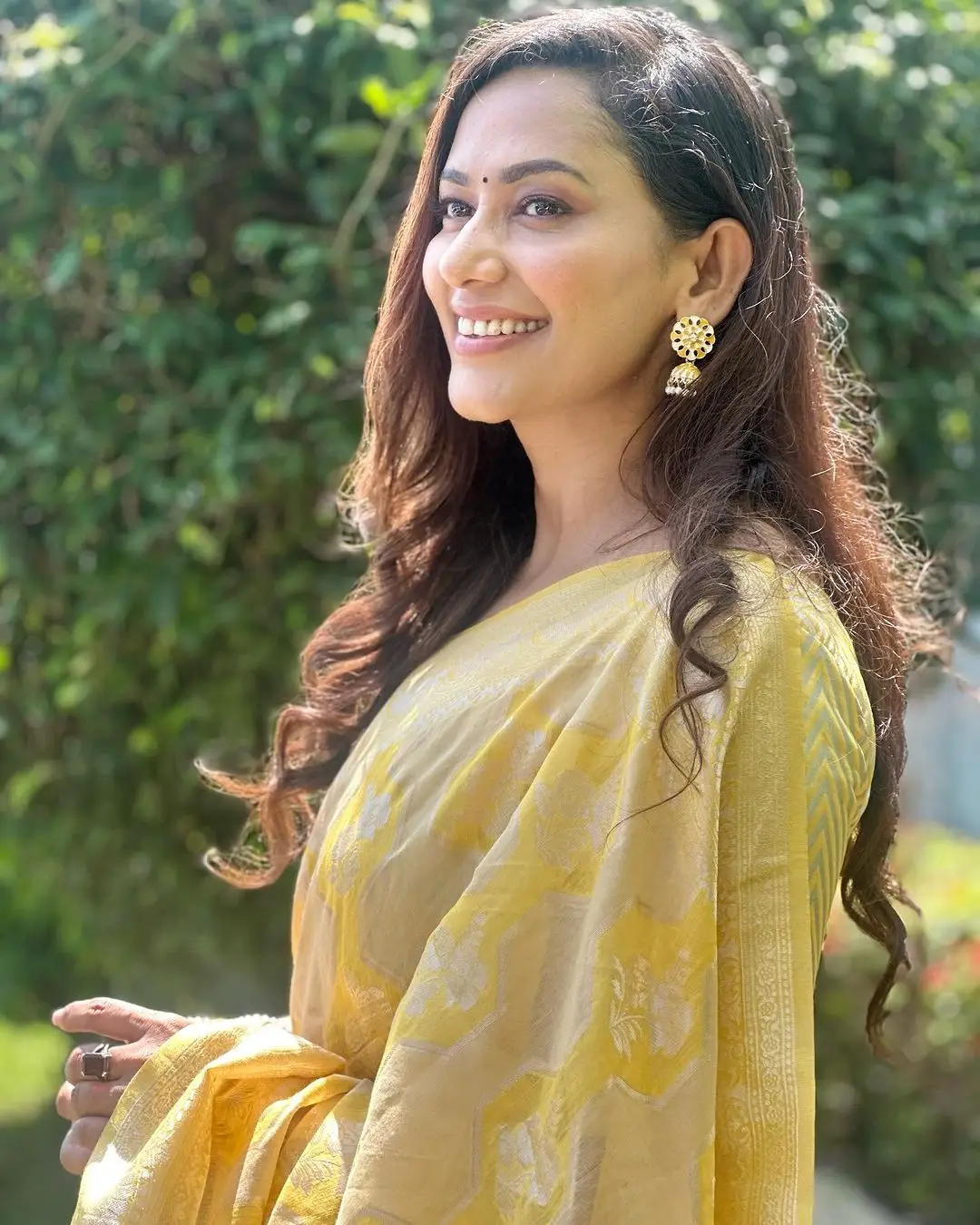 Indian Actress Sanjana Singh in Traditional Yellow Color Saree Blouse